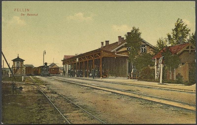 Print postcard, Viljandi, Kantreküla, Viljandi railway station  duplicate photo