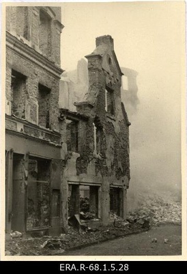 View of the buildings destroyed during the 9th March bombing on Harju Street  duplicate photo