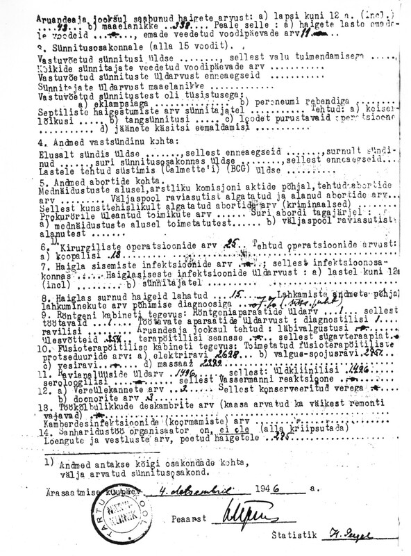 TÜ Närvikliiniku aruanne 1946. a.