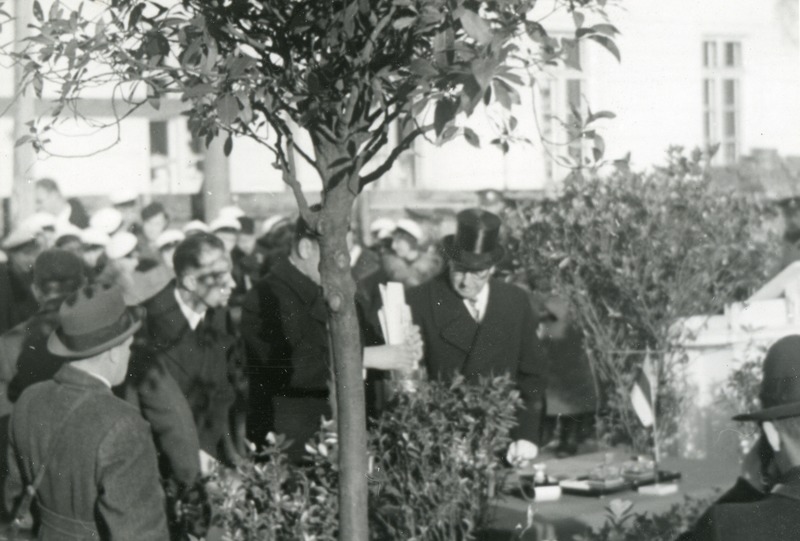 Tartu Ülikooli instituutide hoone (keemiahoone) nurgakivi panek 5.detsembril 1938