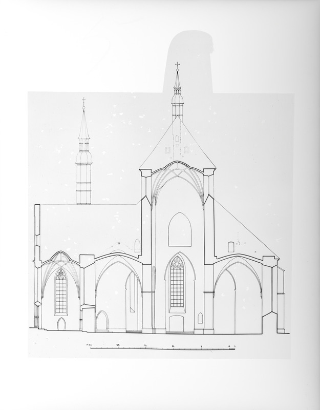 Tallinna Oleviste kirik. Põikilõige lääne poole