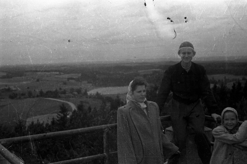 Naine, noormees ja laps Suure Munamäe vaatetornis
