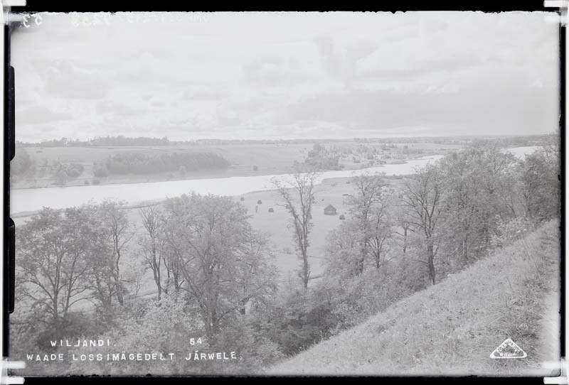 fotonegatiiv, Viljandi, Vaade lossimägedest järveäärsele heinamaale, vastaskaldale, järvele.