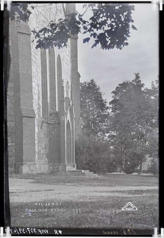 fotonegatiiv, Viljandi, Pauluse kirik, lõunaportaal, u 1915