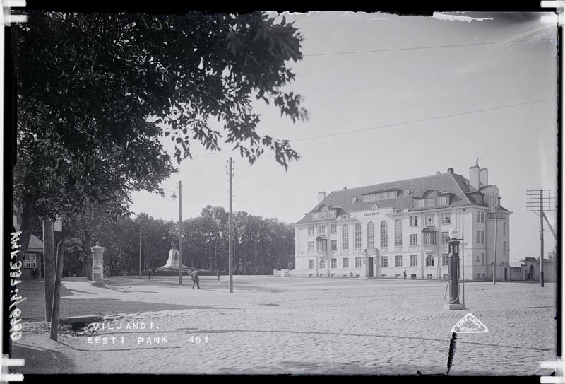 fotonegatiiv, Viljandi, Eesti Pank u 1929 foto J.Riet
