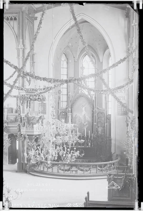 fotonegatiiv, Viljandi, Pauluse kirik (sisevaade altarile)