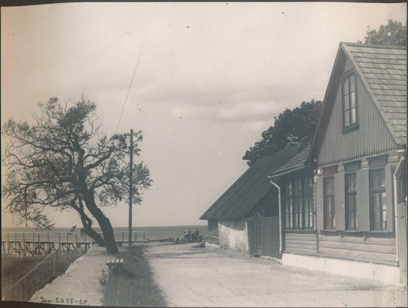 Foto. Dampfi album. Õhtu-Kallas maja nr. 7 kohal. Tagaplaanil Haapsalu laht. 1931.