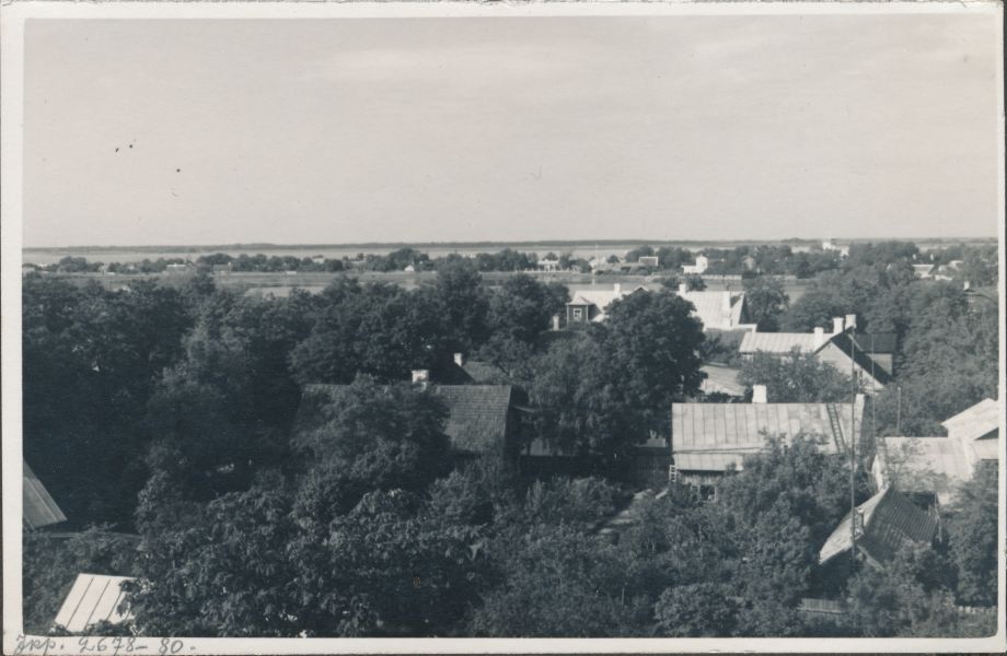 Foto. Dampfi album. Vaade Haapsalule Tagalahe suunas Linna mudaravila tornist. 1934.