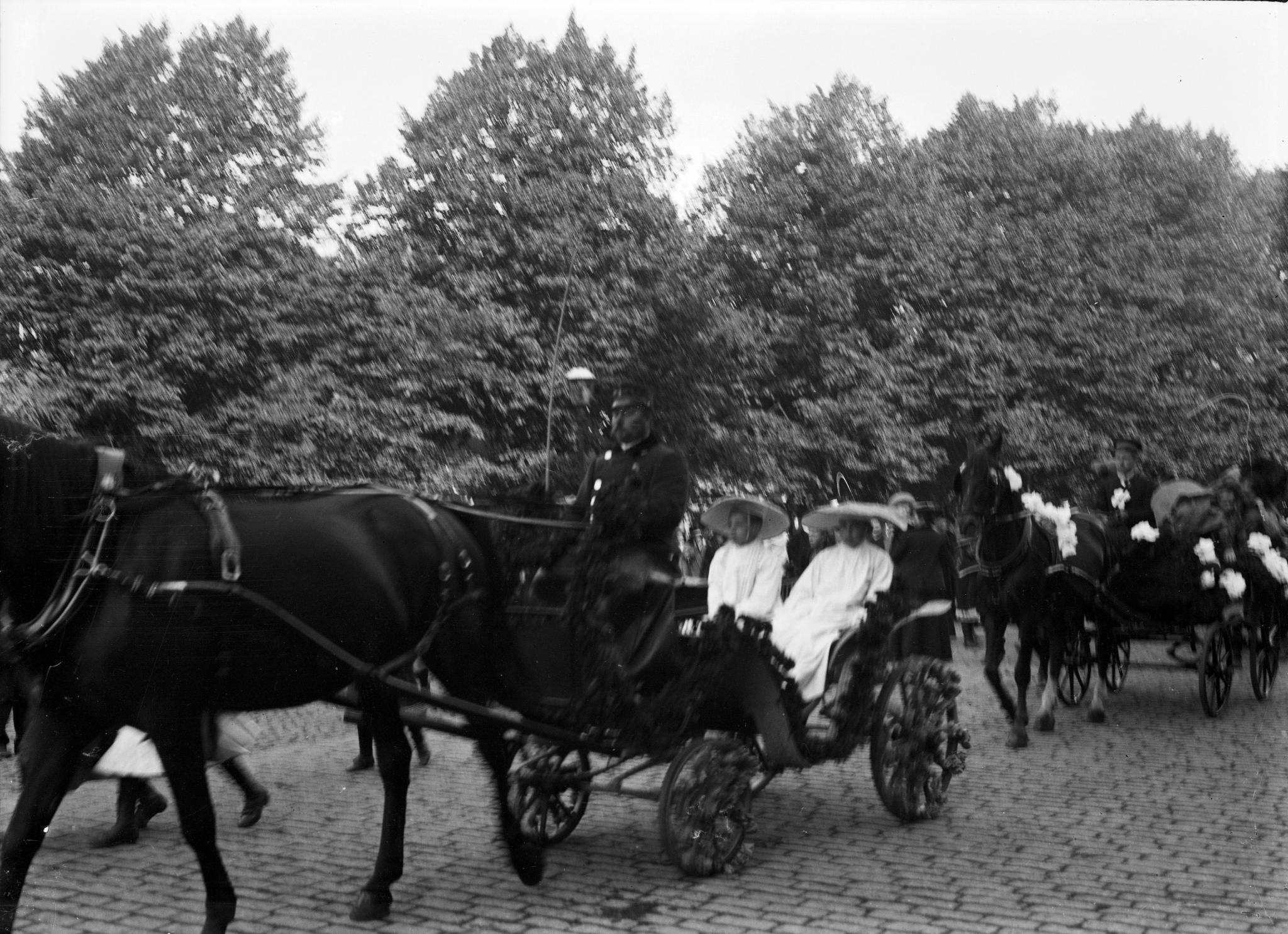 Blomsterprydda hästvagnar. (1890-1910)