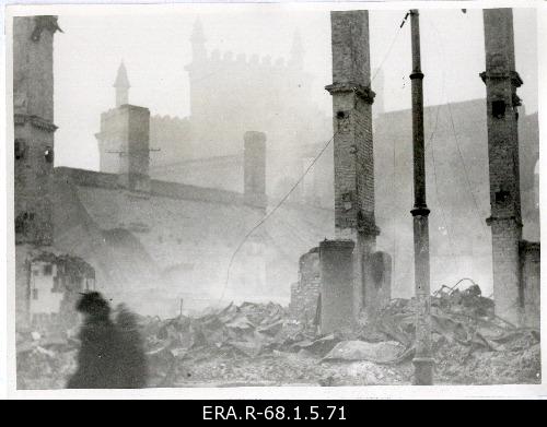 Consequences of the 9th March bombing in Tallinn: view of the destroyed houses on Sakala Street