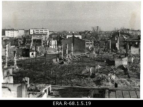 Consequences of March bombing in Tallinn: view of the destroyed houses from Lennuki Street