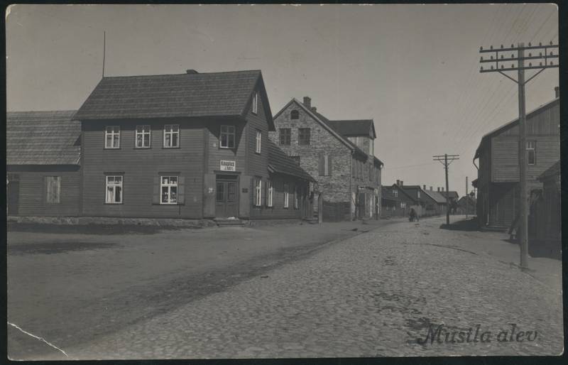 fotopostkaart, Tarvastu khk, Mustla alev, Posti tn Viljandi poole, postitempel 14.06.1932, u 1932