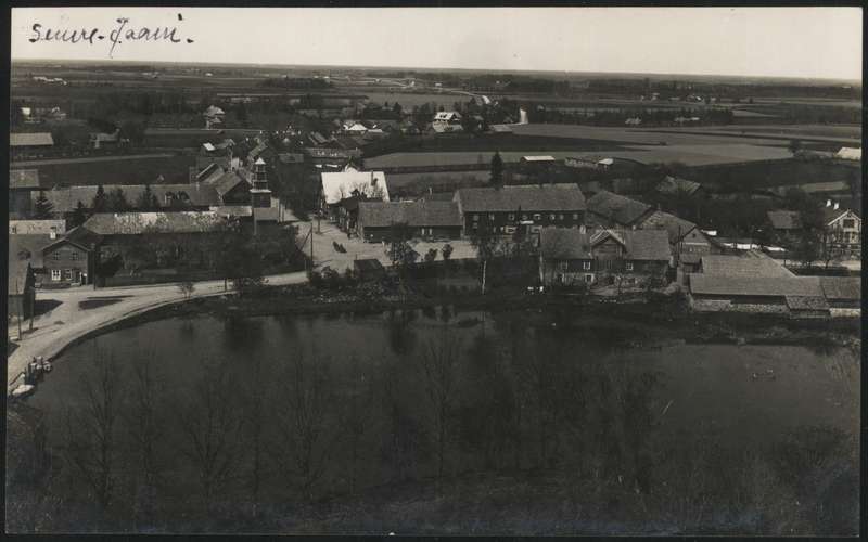 fotopostkaart, Suure-Jaani khk, Suure-Jaani, järv, ümbrus, kevad 1935, foto A. Veidner