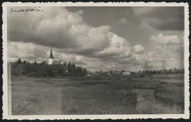 fotopostkaart, Suure-Jaani khk, Suure-Jaani, kirik, ümbrus, u 1935, foto A. Veidner