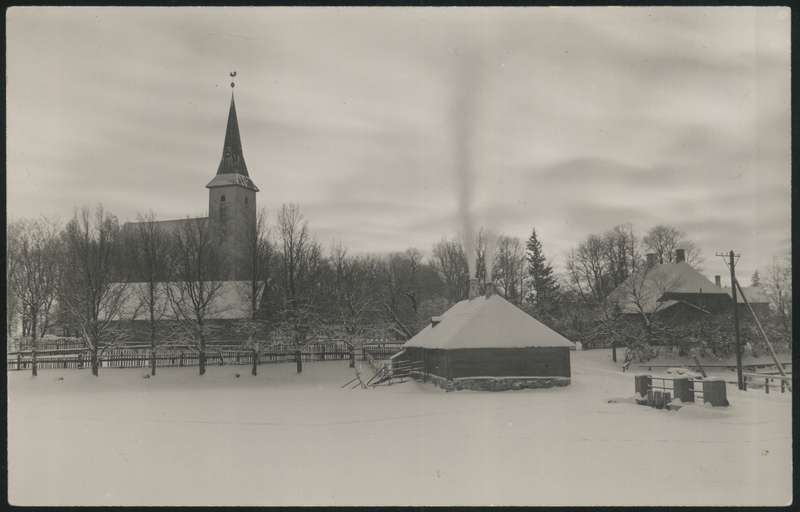 fotopostkaart, Suure-Jaani khk, Suure-Jaani, järv, kirik ümbrus, u 1930