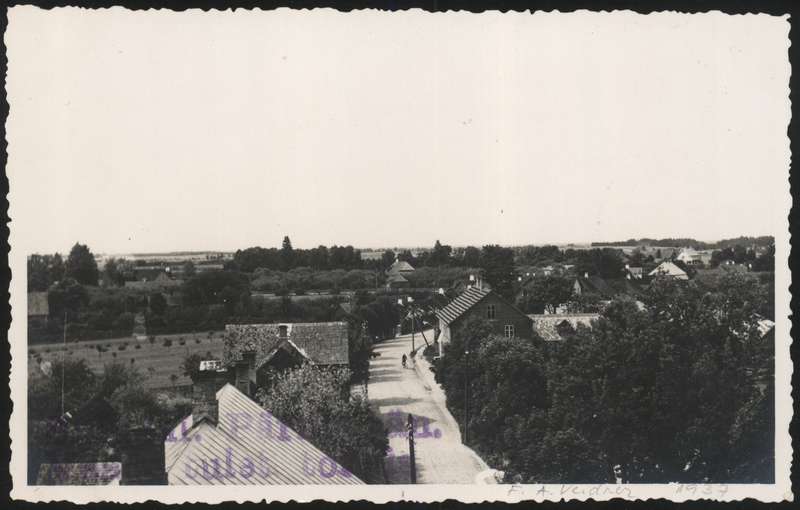 fotopostkaart, Suure-Jaani khk, Suure-Jaani, Pärnu tänav, 1937, foto A. Veidner