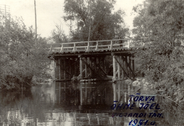 Foto Õhne jõe sild Tõrva linnas Viljandi maanteel 1951. a