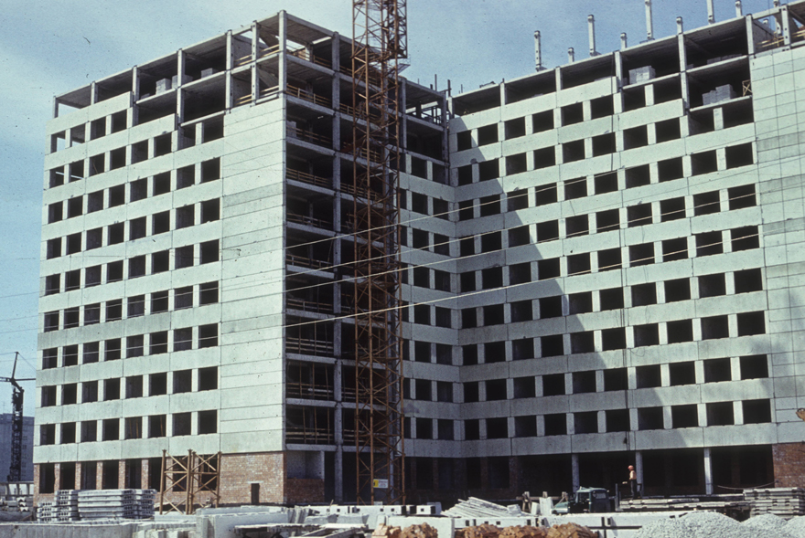 Mustamäe Emergency Hospital, view of the building in the construction stage. Architect Ilmar Wood Forest