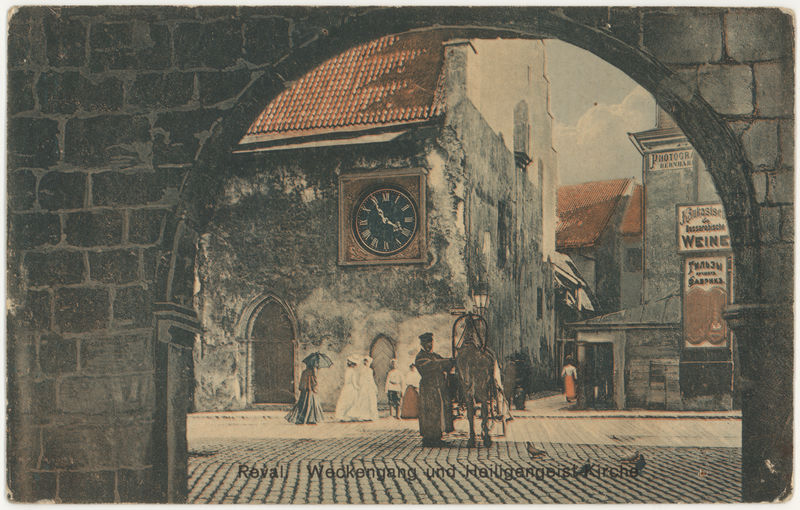 Postcard Tallinn View to the clock of the Holy Spirit Church