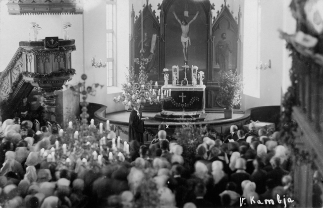 Thanksgiving service in the church of Kambja at the visit of Swedish Prince Gustav Adolf