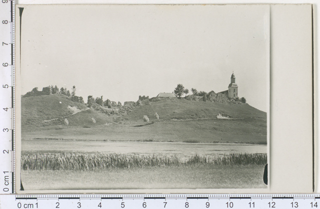 Ruins of Karksi castle with church, Lake Linnaveski