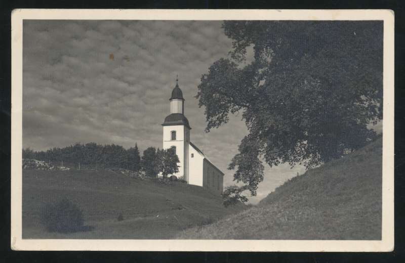 Postcard, Karksi-Nuia, Karksi org, church