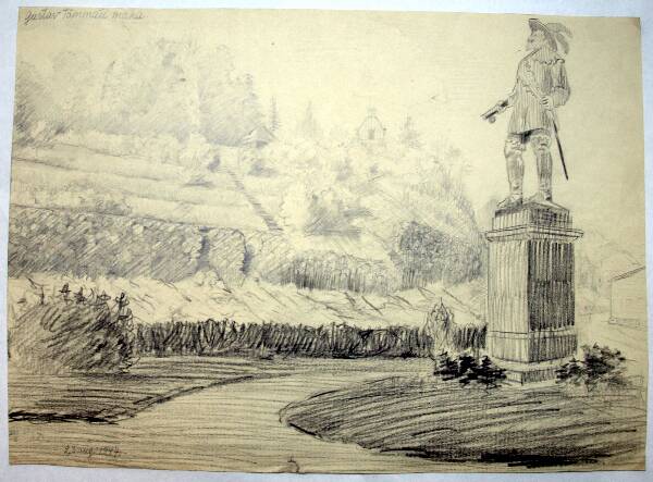 Silicon drawing. Gustav Adolf's monument. August 23, 1947.