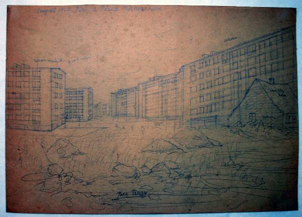 Silicon drawing. The corner of the long and Pärna Street. 1967.