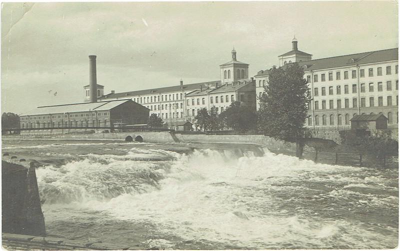 Old factories and power station on the shore of Narva cos