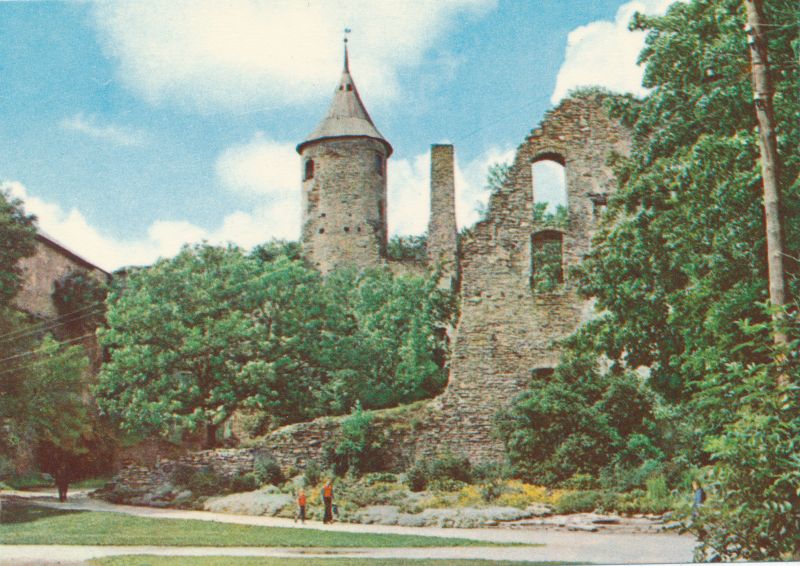 Postcard. Haapsalu Castle Guard Tower. Photo: R. Haavamägi. Colorful. Haapsalu.