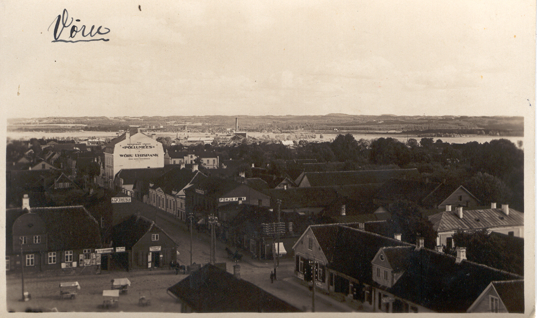 Photo.  View of Võru from the tower of the Lutheran Church towards Haanja in 1927.O.Haidaku photo