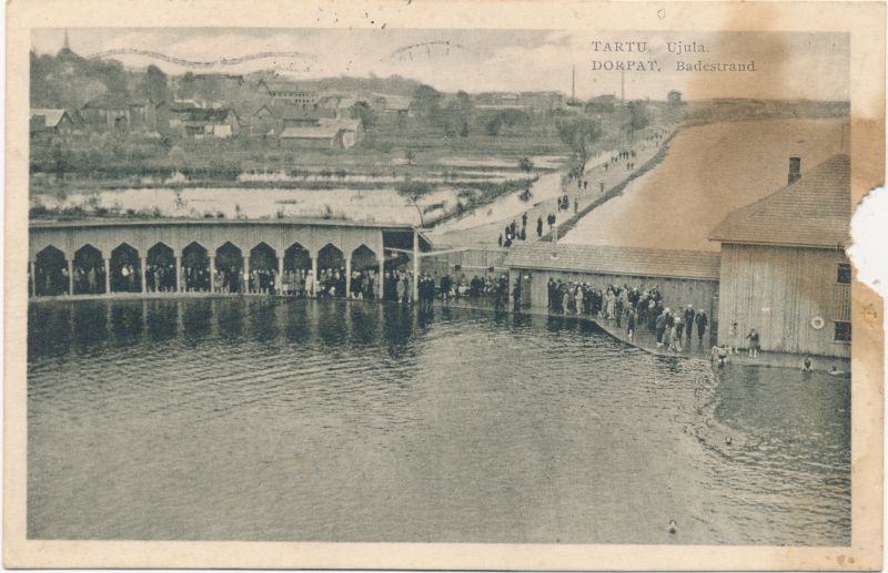 Photo postcard. View of the Tartu swimming pool. A. Laikmaa letter to sister Anni Laipman. 1930.