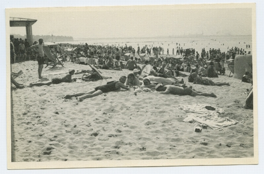 Tallinn, Pirita beach during the swimming season, in the back of the sea beach.
