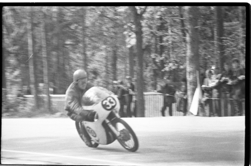 Kalevi Suursõit on the Pirita-Kose-Kloostrimetsa circular track. Motorcycle on the track