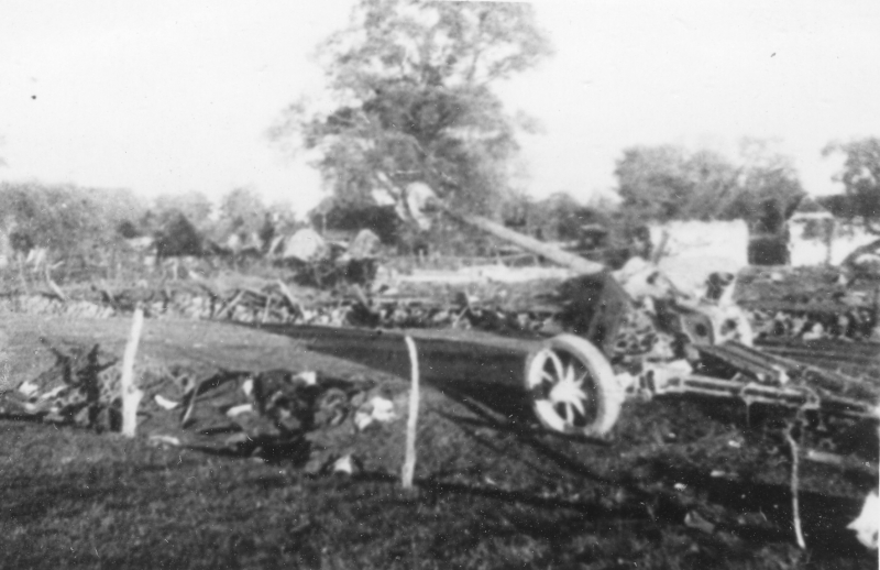 Tehumard battlefield 9 October 1944. Broken German outdoor piece.