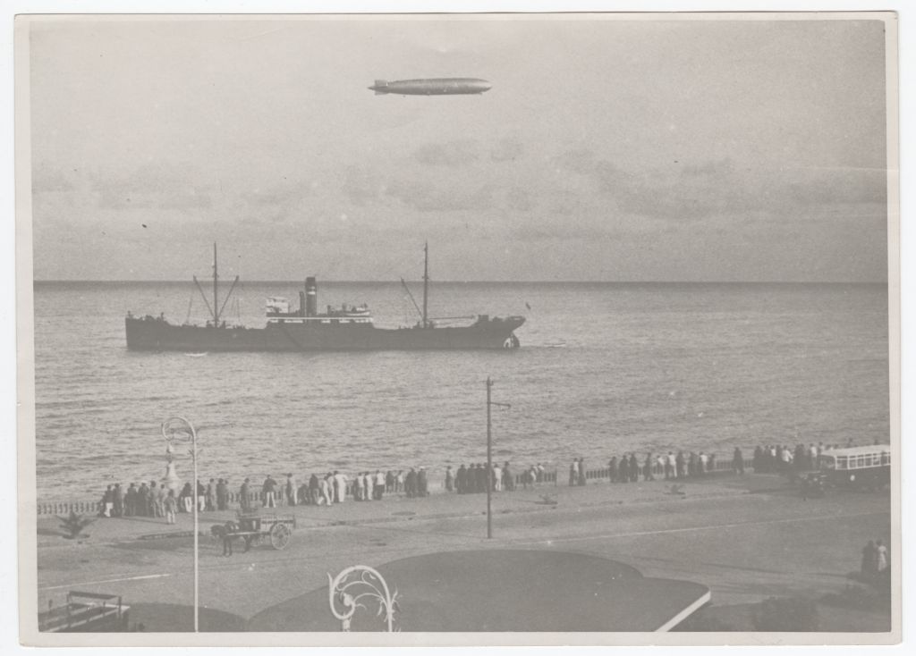 German Aircraft "Zeppelin" and steam ship "Sulev" in 1932.