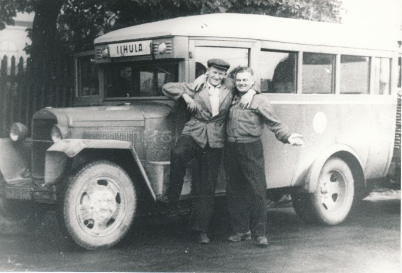 Photo. Bus. Base 5 GAZ-03-30 in Tallinn Koidula Tn gas station, 1949.