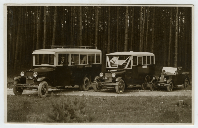 Transport - two buses and passenger cars