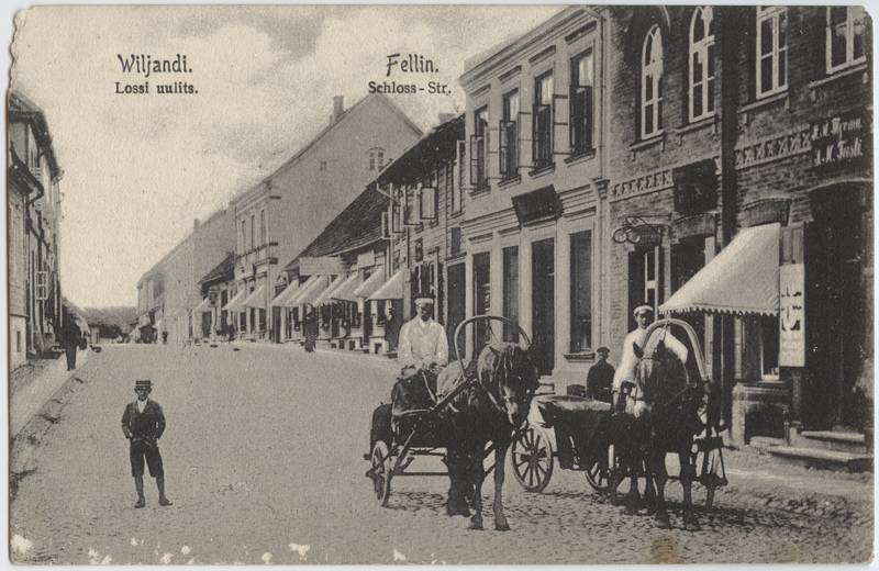 Postcard between Viljandi, Lossi t, Tartu and Kauba tn