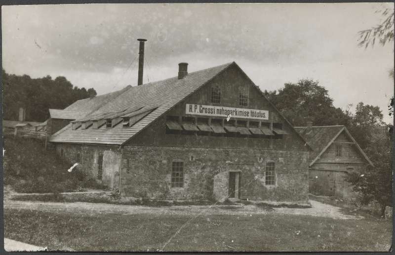 Postcard, Viljandi, Valuoja org, h. p. Gross leather parking industry