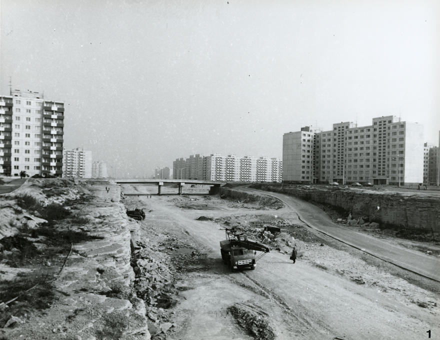 Lasnamäe residential district, view along the construction stage channel