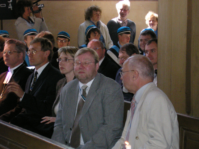 Estonian flag 120. People in the Otepää Church