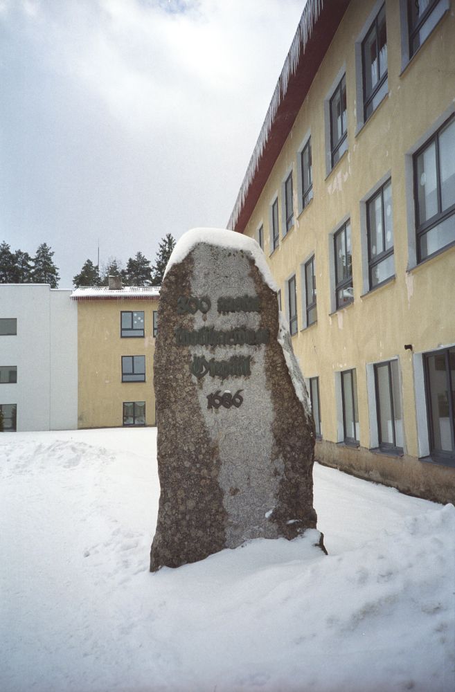 The 300th anniversary of Otepää School Education (1686) commemorative stone (sculptor Endel Taniloo, 1987).