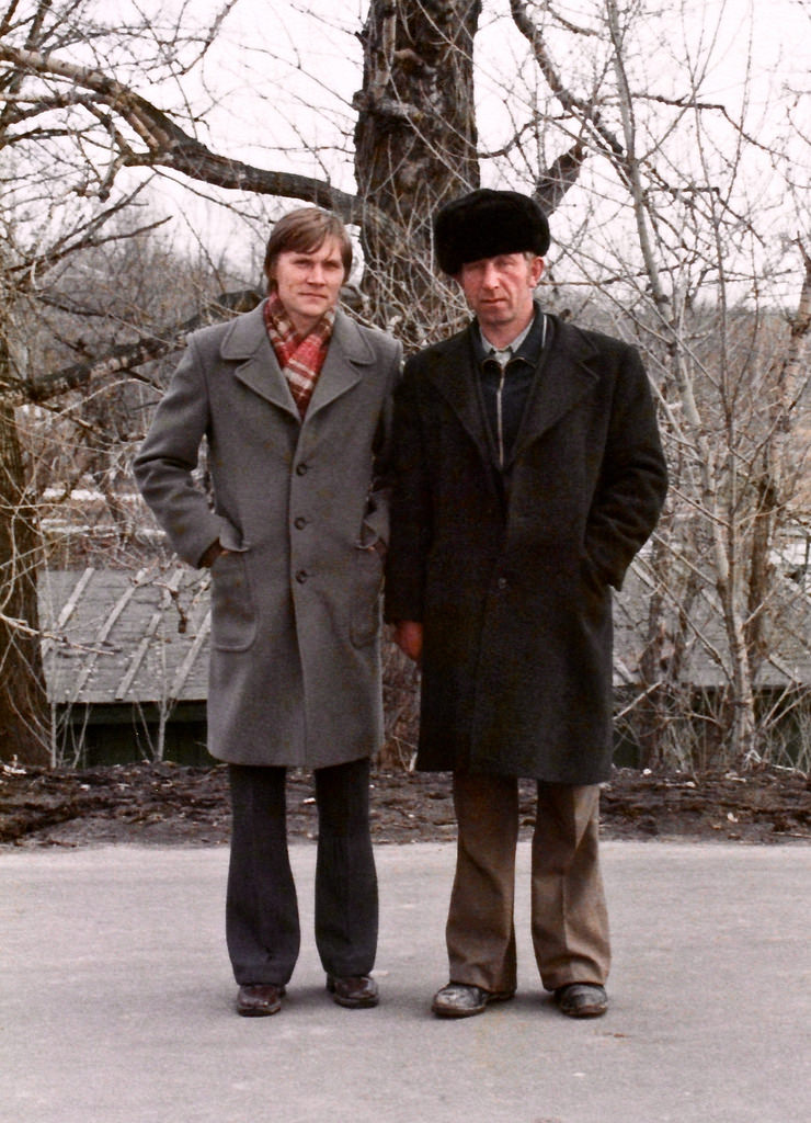 Two men posing for a photo, Soviet Union, early 1980s