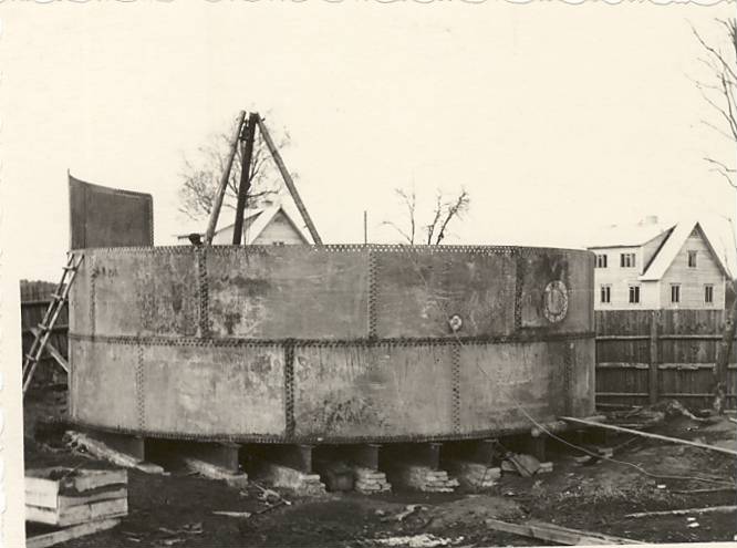 Construction of the fire extinguishing water storage facility in the Rasivere wooden building.