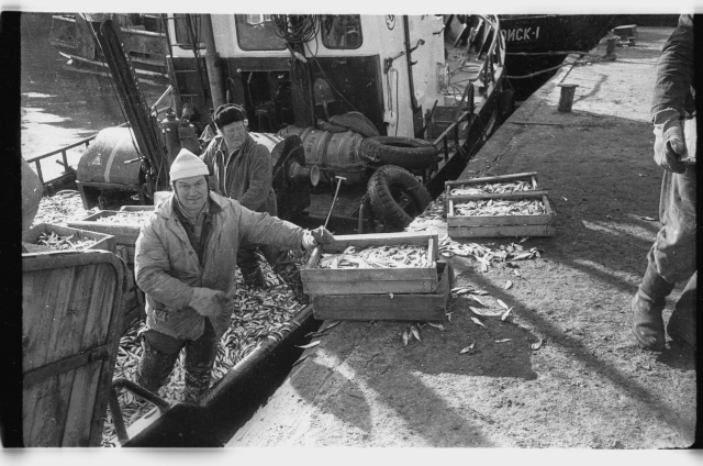 Viru Rand fishermen with rough catch in Toila Harbour