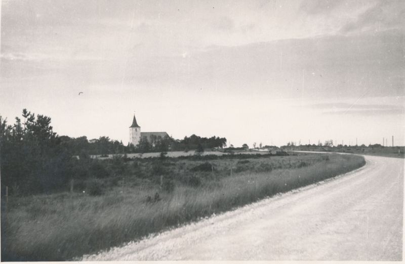 Photo. Reigi Church in Hiiumaa, view from the highway Kõrgessaare-Kärdla. 1965 g. Photographer. R. Kalk.