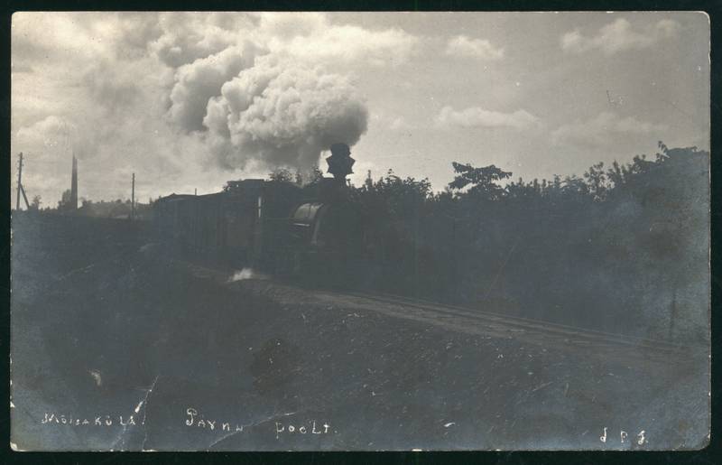 Postcard, Mõisaküla, train in front