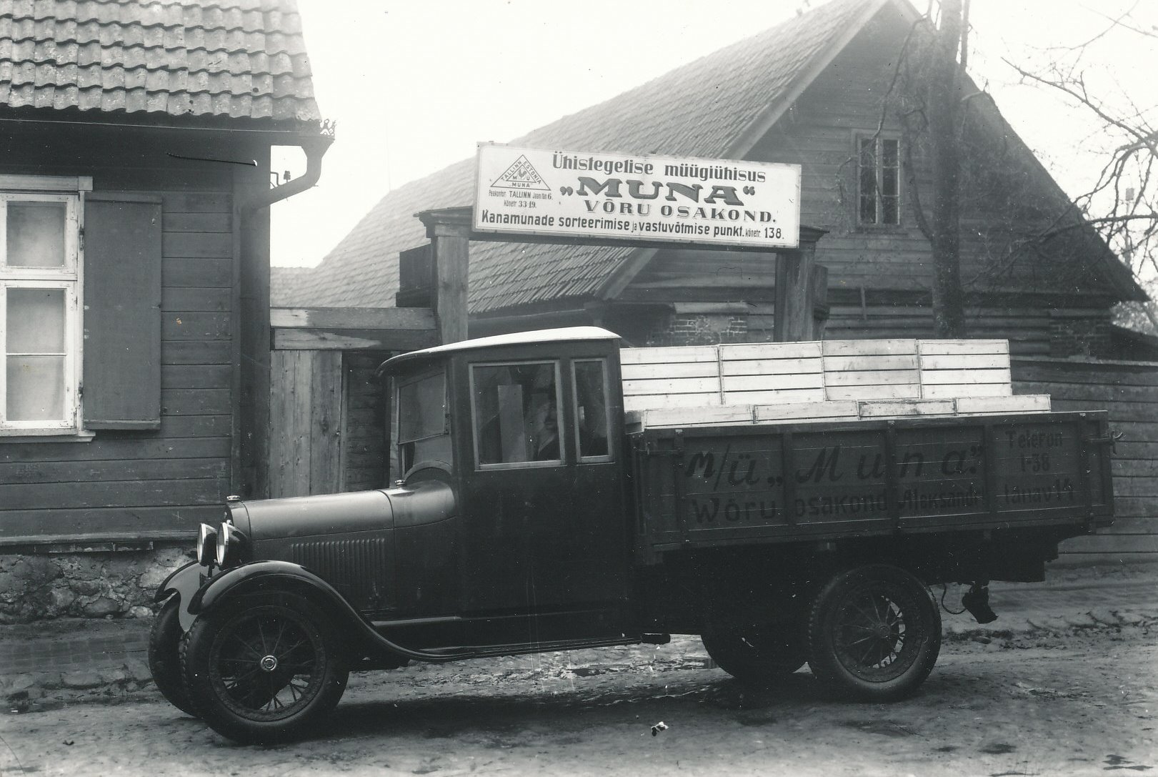 Photo. Egg company truck Aleksandri t. 14 front, driver Eduard Väär in the 1930s.