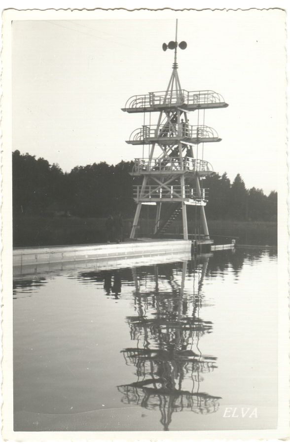 Jump tower in the swimming pool of Lake Elva Verevi